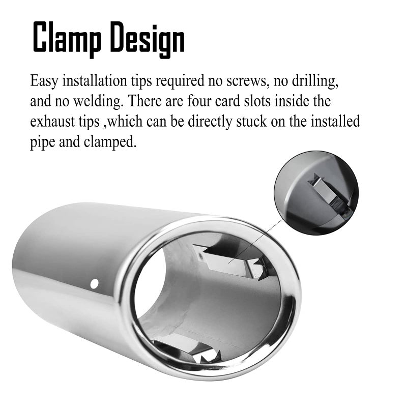 Dsycar Stainless Steel Exhaust Tips Pair, Chrome Polished, Compatible with Audi Q5/A4/A4L/A3, Compatible with VW CC 2012-2015/ Passat 1.8T 2.0T 2011-2015 / Tiguan 2011-2015 (Silver) - Image 4